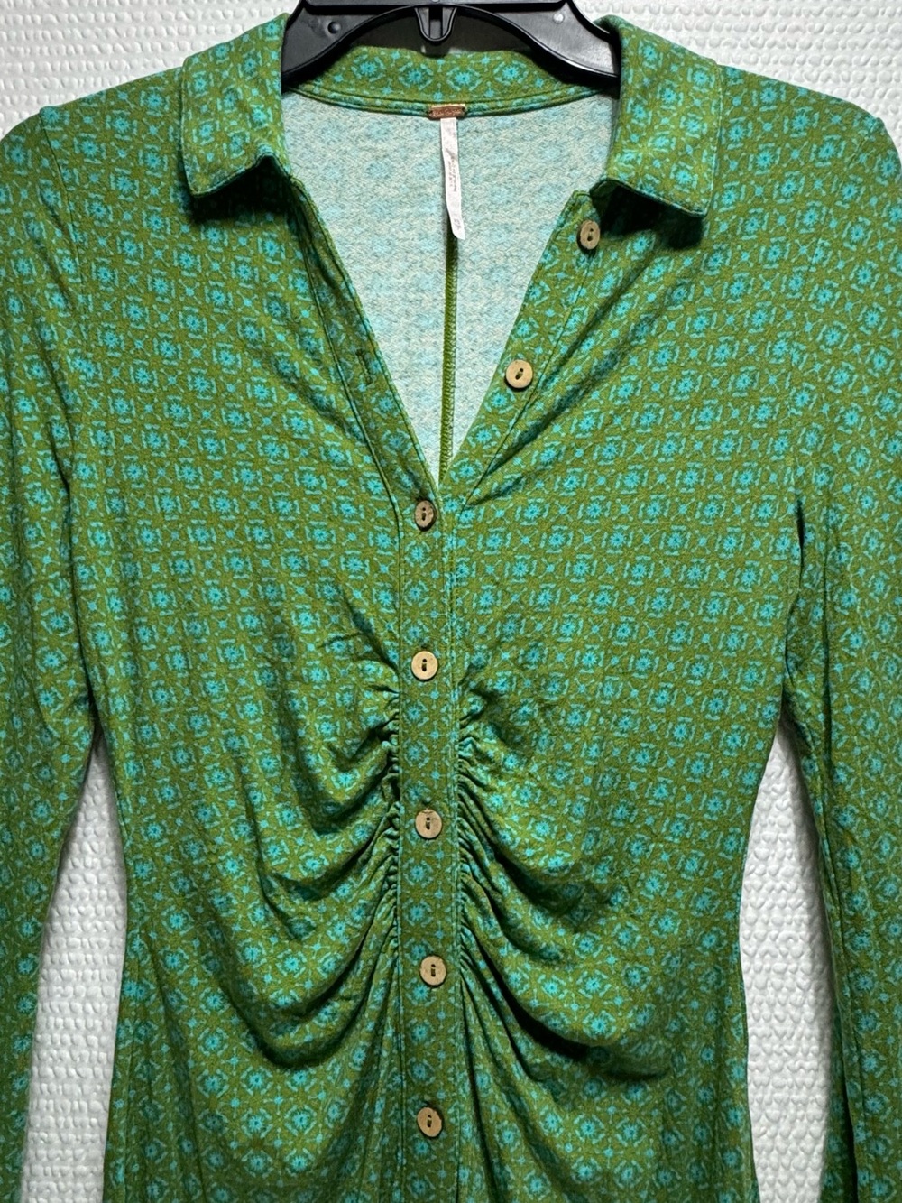 Free people Green Button-Front Long Sleeve Shirt Dress - Picture 4 of 10